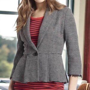 Anthropologie | Tabitha Striped Tweed Peplum Jacket